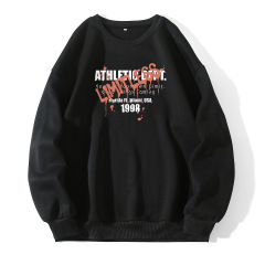 Round neck printed casual hoodie