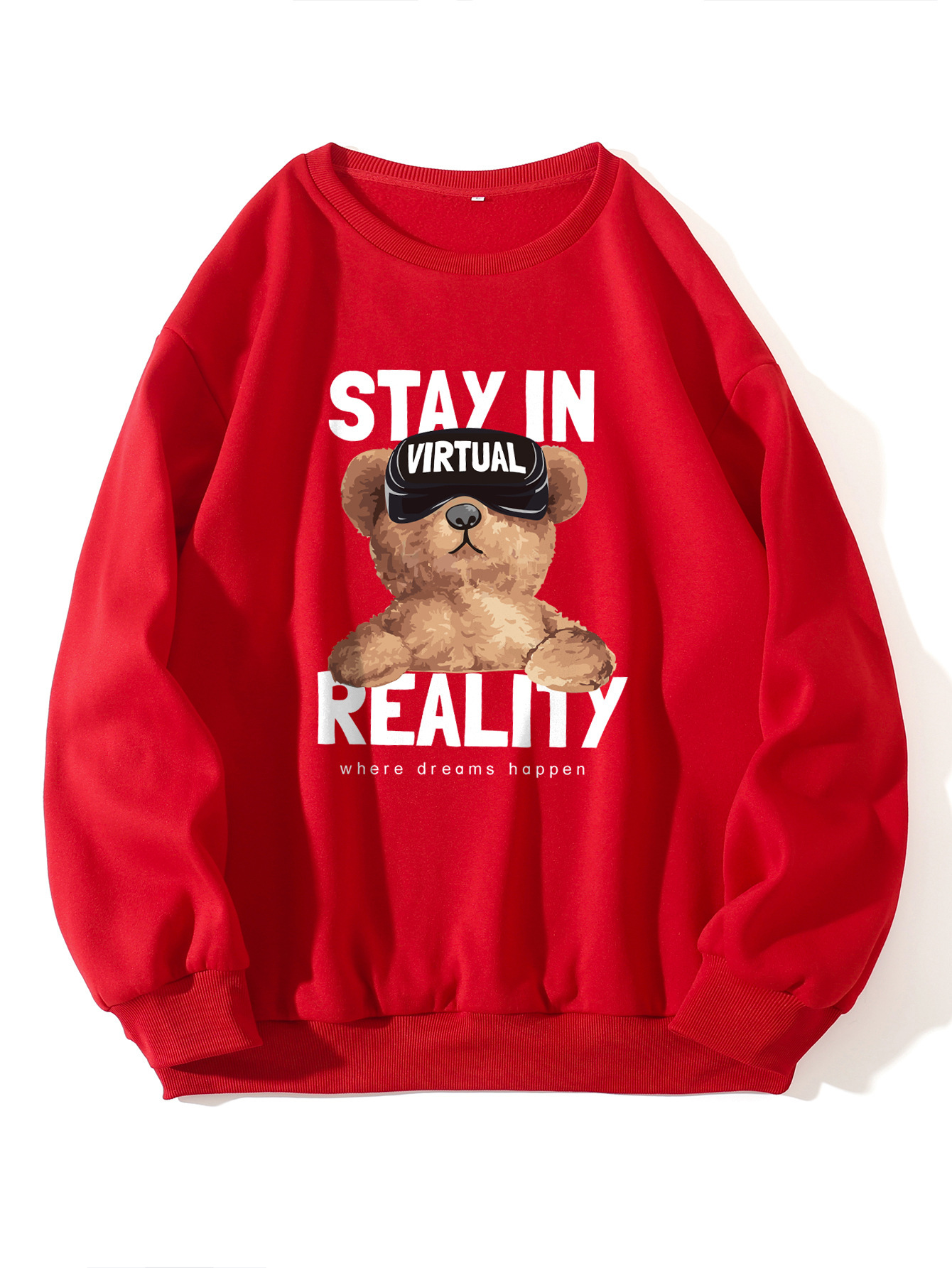 Round necked plush hoodie for women