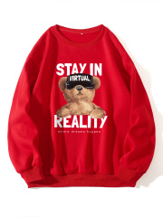Round necked plush hoodie for women