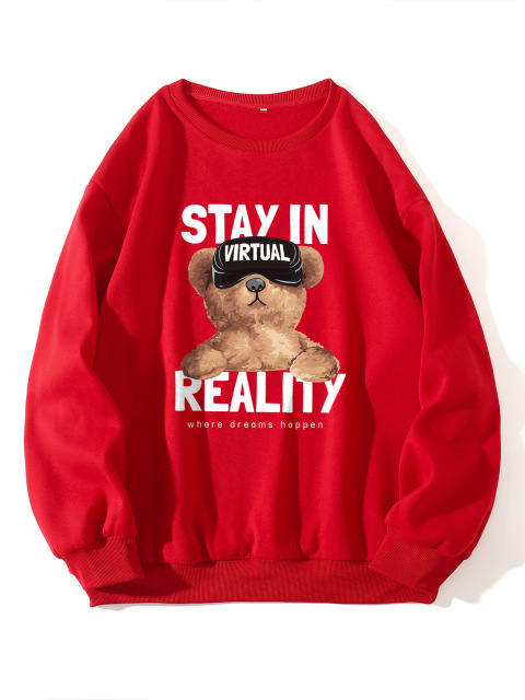 Round necked plush hoodie for women