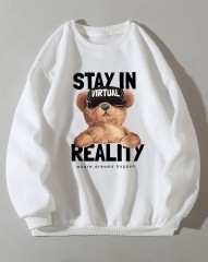 Round necked plush hoodie for women