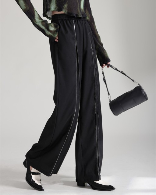 Straight zipper design for casual pants