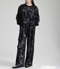 Two piece set of hoodies and straight leg pants