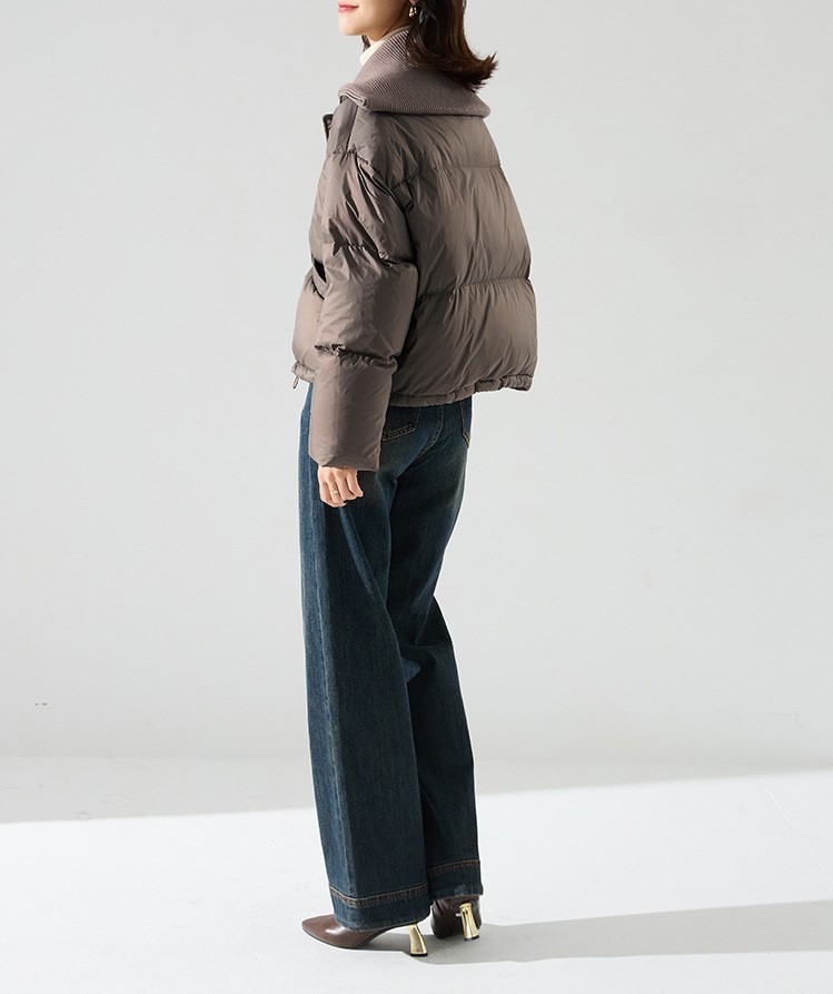 Flip collar loose short down jacket