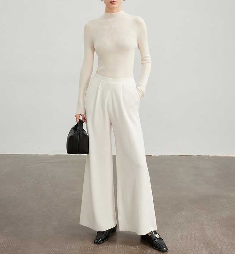 Knitted straight leg floor mop pants