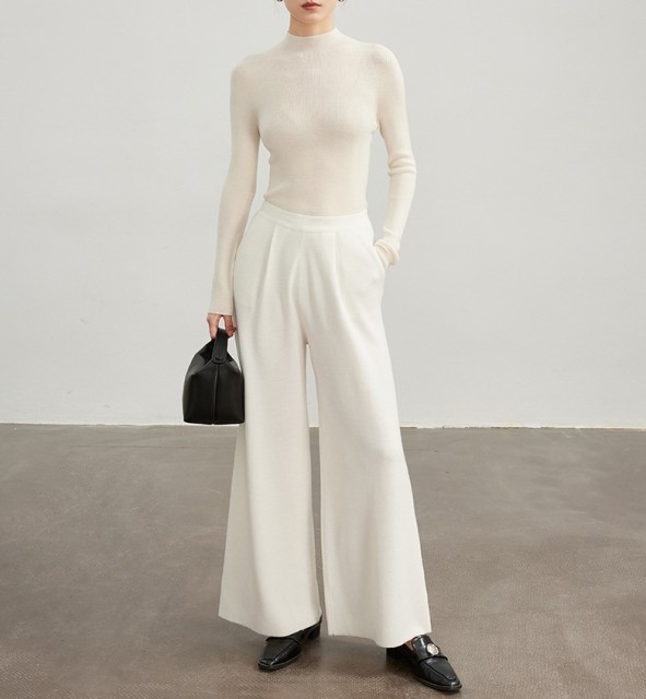 Knitted straight leg floor mop pants
