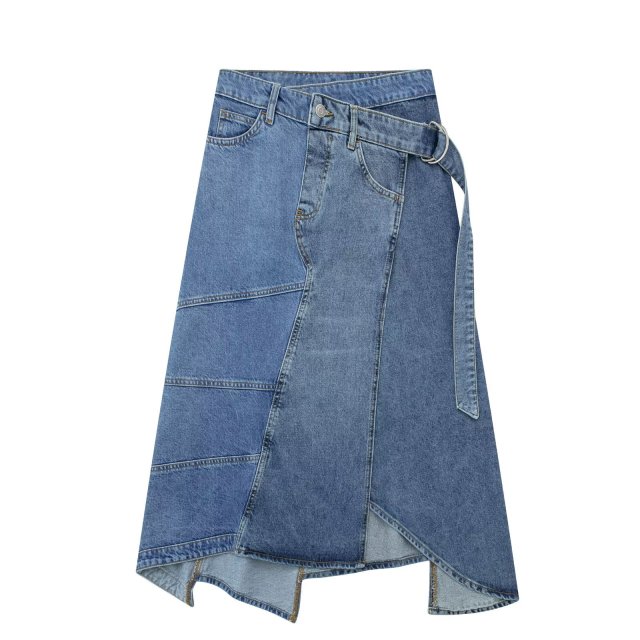 Mid length denim skirt