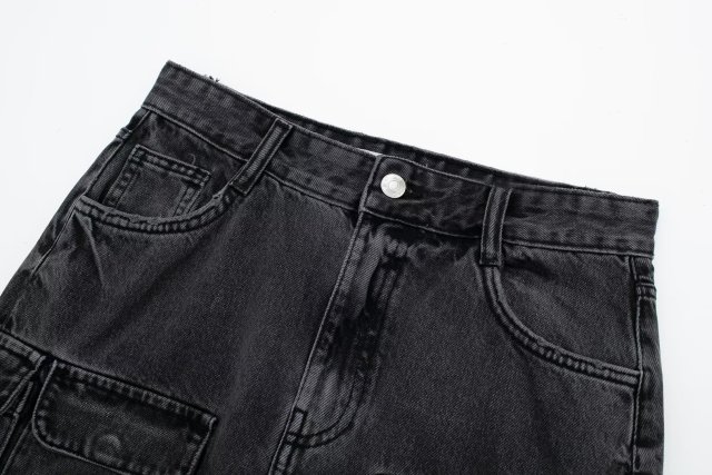 Street fashion workwear denim skirt