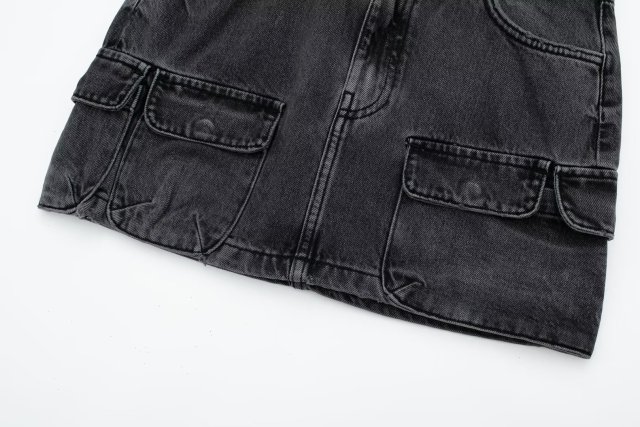 Street fashion workwear denim skirt