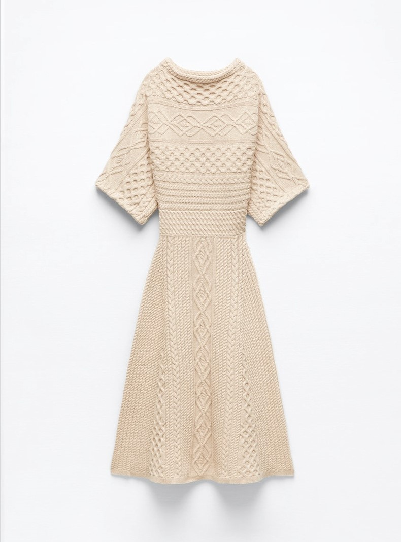 Knitted buttocks sweater long skirt