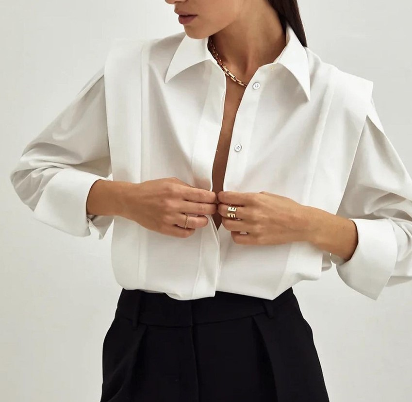 Long sleeved patchwork shirt for women