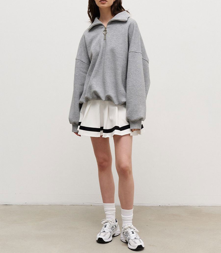 Neutral style street zippered hoodie