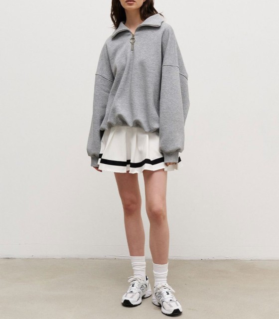 Neutral style street zippered hoodie