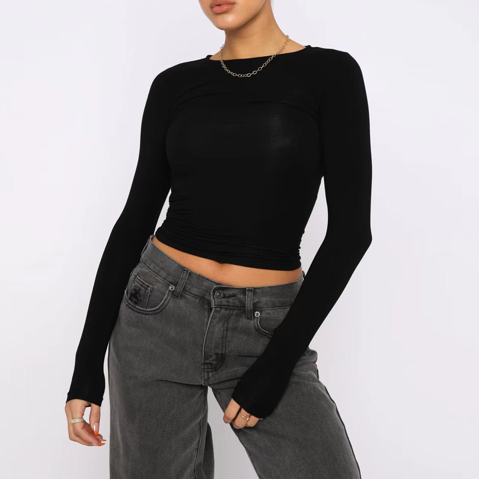Solid color bottom shirt for women
