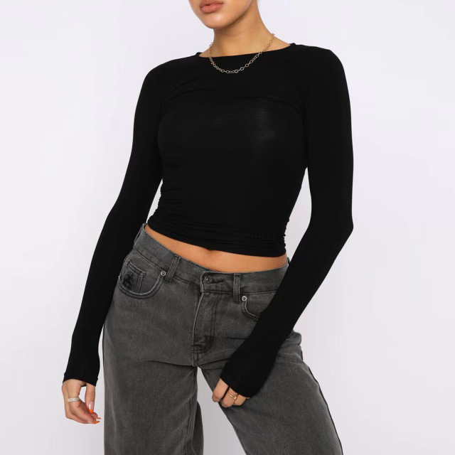 Solid color bottom shirt for women