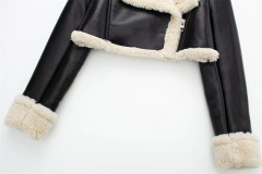 Retro high waisted short leather jacket