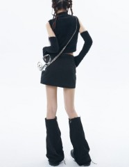 Half sleeved trendy brand knitted plush cardigan