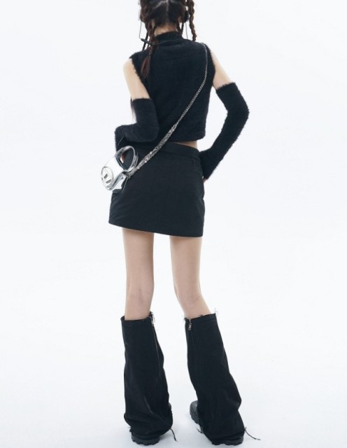 Half sleeved trendy brand knitted plush cardigan