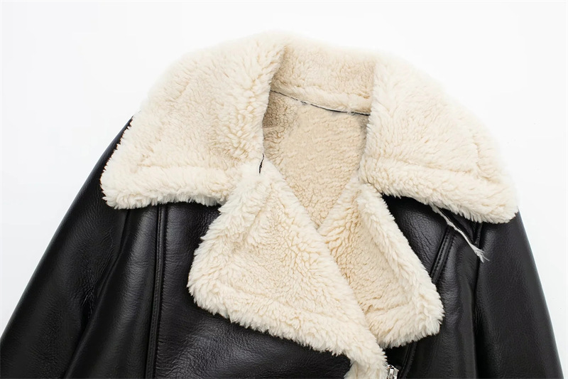 Retro high waisted short leather jacket