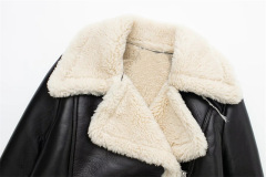 Retro high waisted short leather jacket