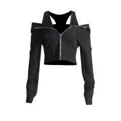 Sexy waist tied hoodie short hoodie for women