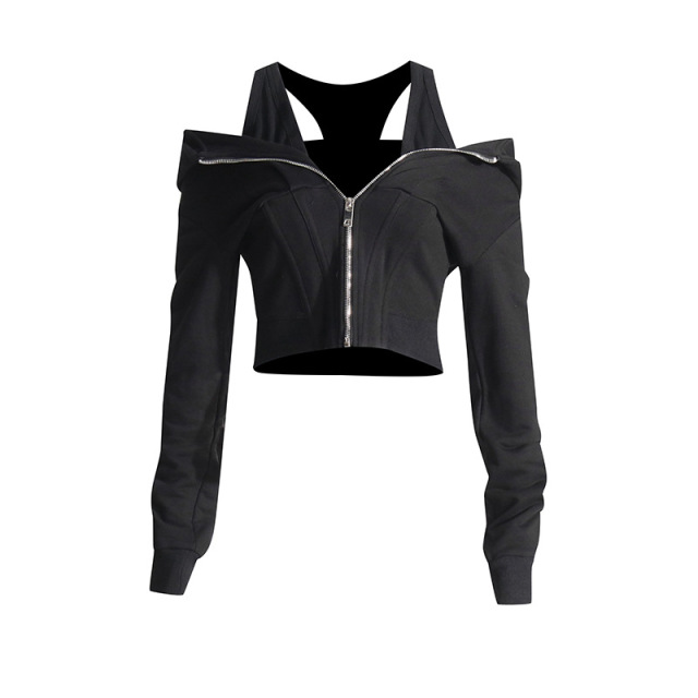 Sexy waist tied hoodie short hoodie for women