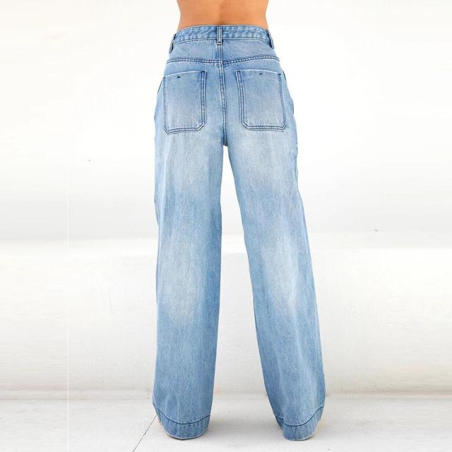 High waisted wide leg jeans