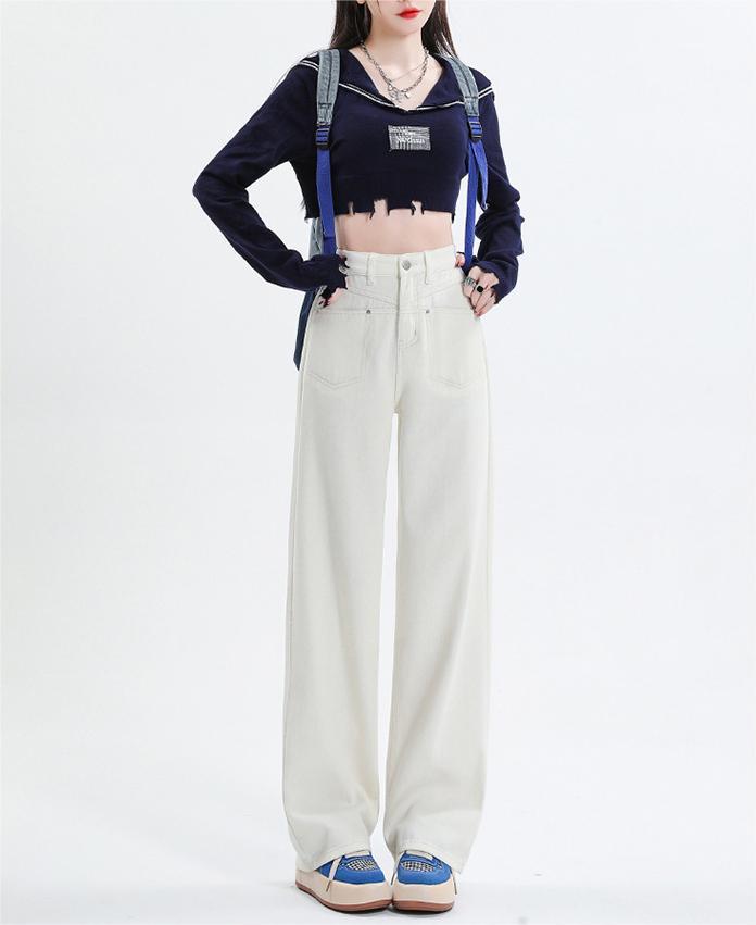 Straight leg floor mopping jeans for women