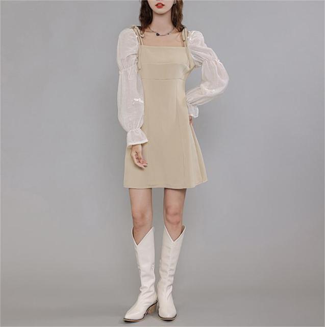 Retro Bubble Sleeves Dress
