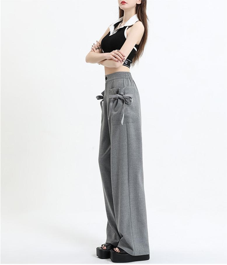 High waisted straight leg floor length pants