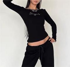 Low neck short black top