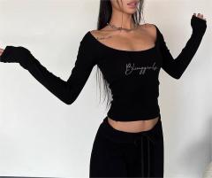 Low neck short black top
