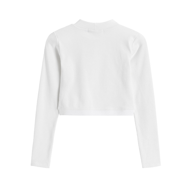 Short sleeved cotton T-shirt with exposed navel