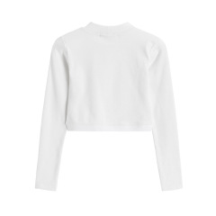Short sleeved cotton T-shirt with exposed navel