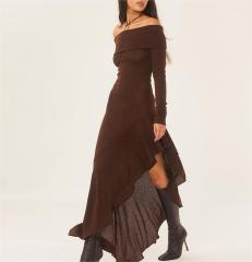 One shoulder long sleeved dress