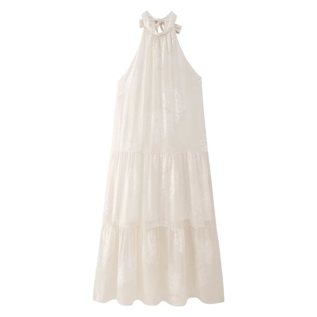 Hanging neck sleeveless dress for women