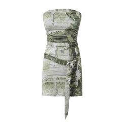 Printed slim fit strapless dress