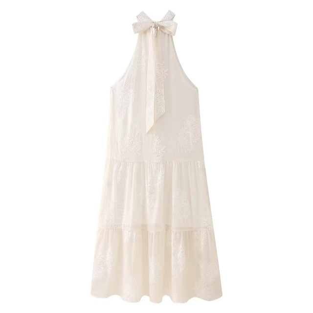 Hanging neck sleeveless dress for women