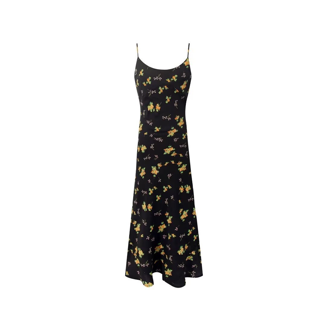 French retro girl floral dress