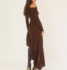 One shoulder long sleeved dress