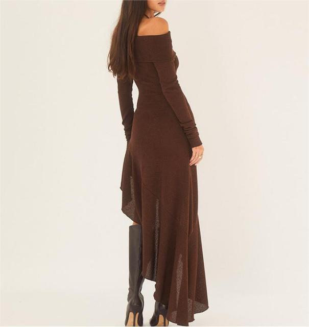 One shoulder long sleeved dress