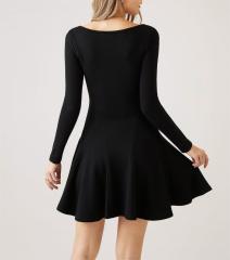Black dress with waistband and ruffled edges