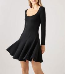 Black dress with waistband and ruffled edges