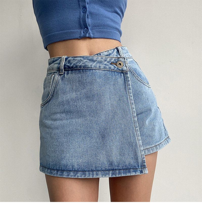 Light colored fake two-piece design spicy girl skirt pants