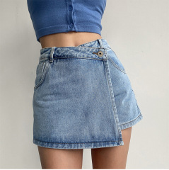 Light colored fake two-piece design spicy girl skirt pants