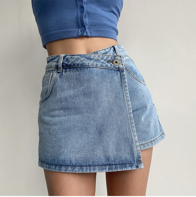 Light colored fake two-piece design spicy girl skirt pants
