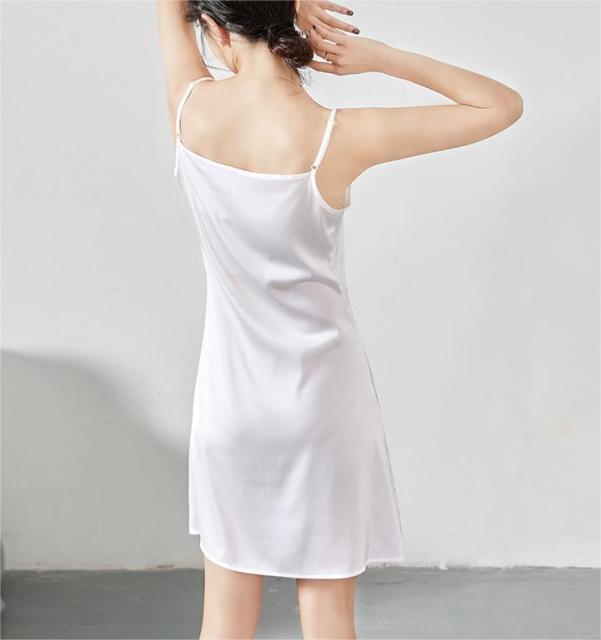 Simulated satin suspender nightgown