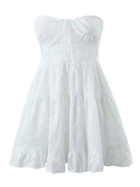 Lace strapless dress short skirt
