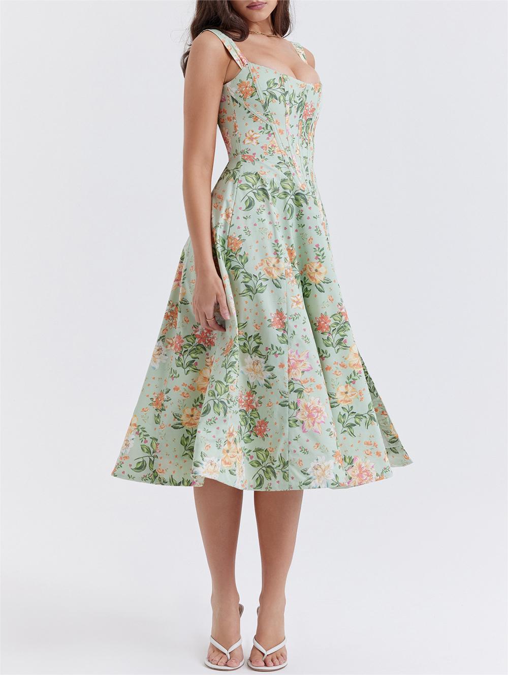 Women's Sling Split Flower Dress
