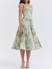 Women's Sling Split Flower Dress
